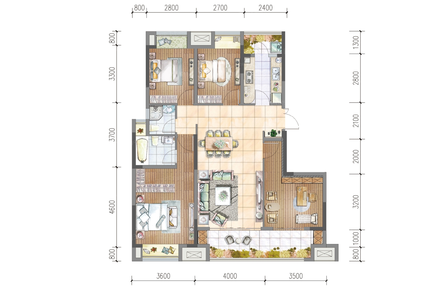 户型图:C户型建面130㎡户型