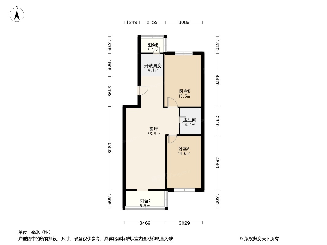 二手房>小区导购>详情> 塘沽锦绣园主力户型有2室1厅1卫1厨