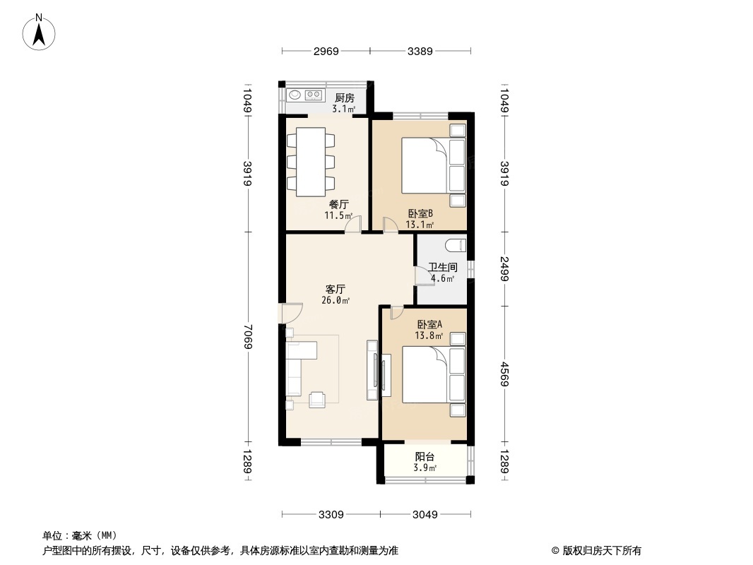 风尚公寓主力户型有2室2厅1卫1厨风尚公寓地址交通楼盘位于丁字沽三号