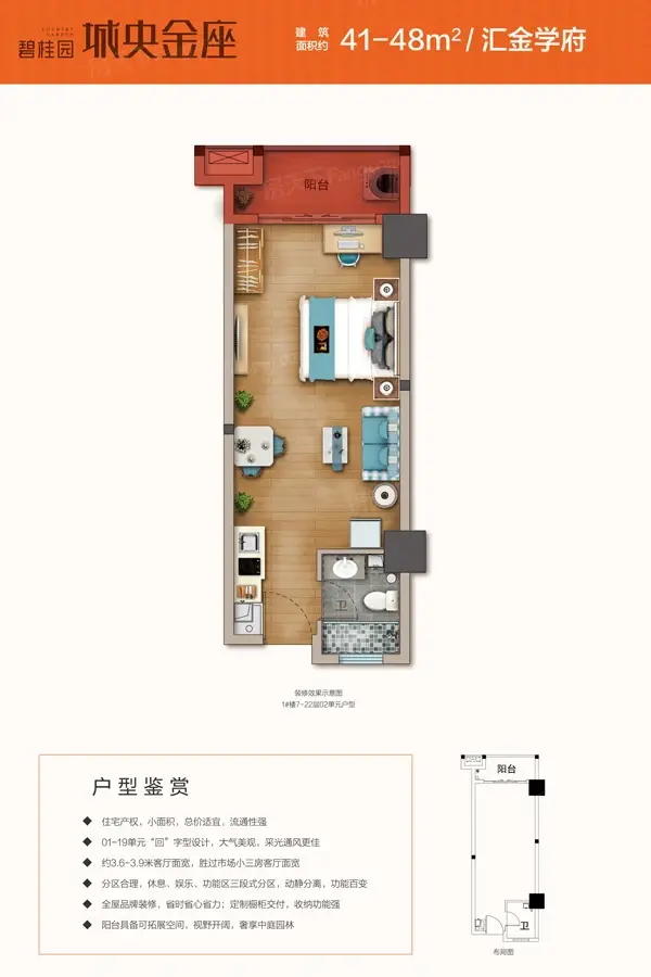 你真的会选户型吗？碧桂园城央金座41-48㎡户型示意图样板房让人眼前一亮！