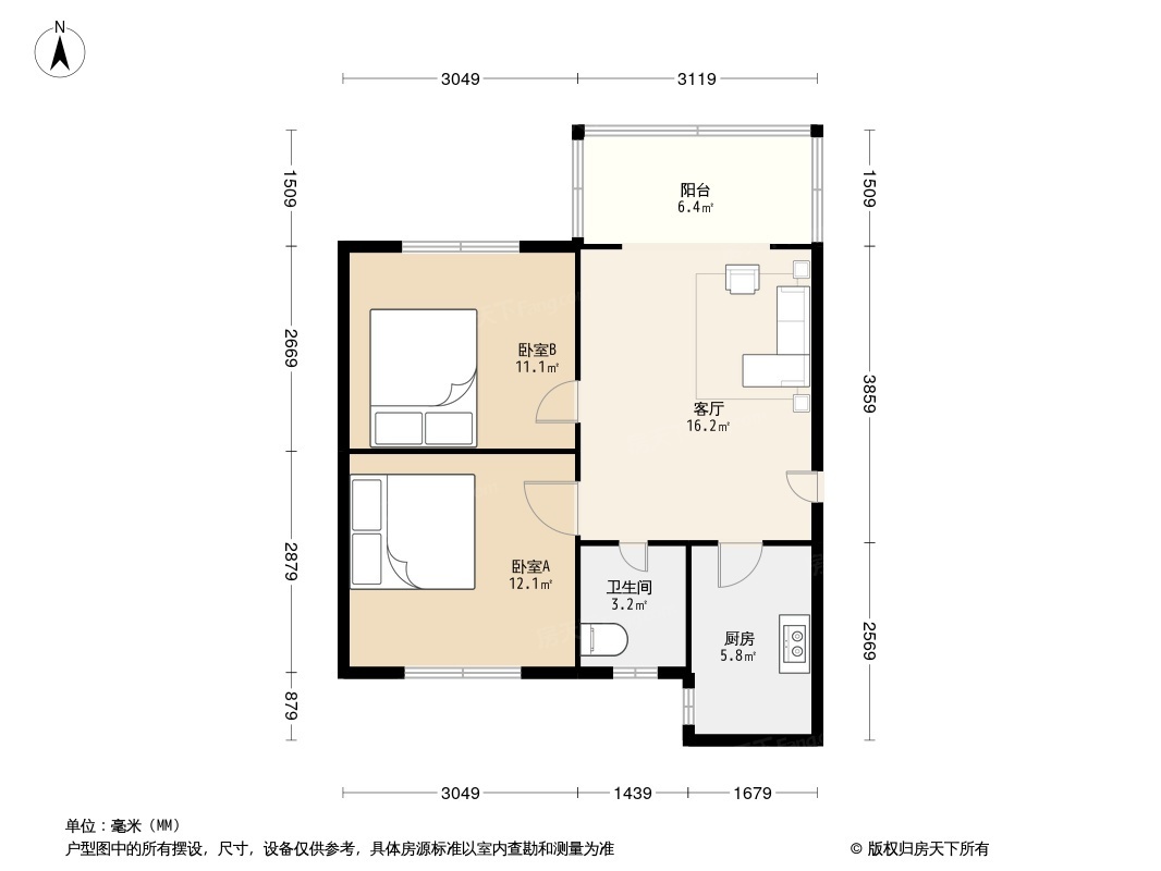 人和花园B区户型图