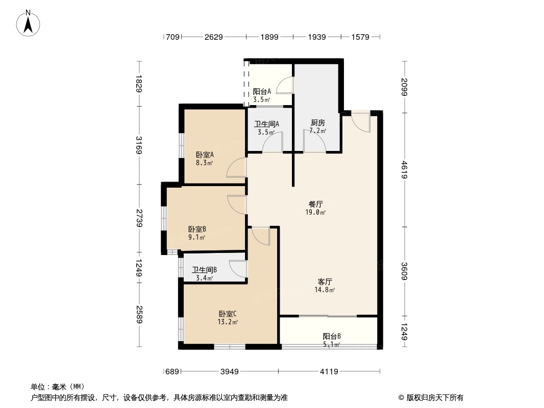 三正卧龙山一号户型图