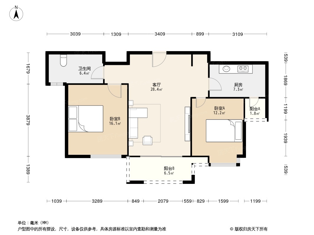 外冈景苑双南两房82平米145万,诚意出售.