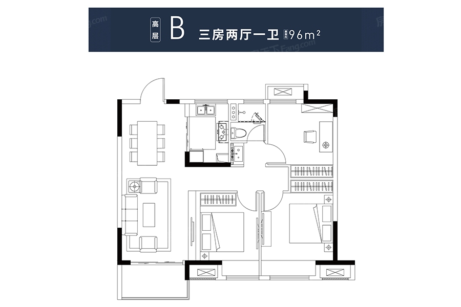 户型图:高层B户型