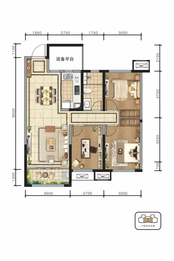 安康恒大未来城户型类别:3居,4居,5居,6居          户型面积:104.