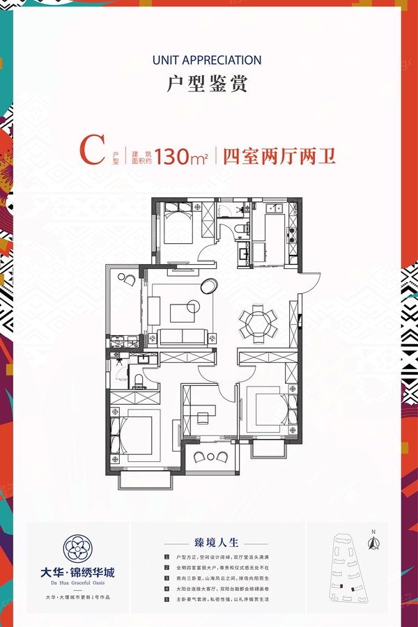 户型图:C户型-130平