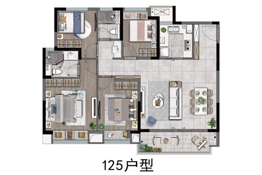 上湾璟园户型类别:3居,4居户型面积:105.00平方米-147.