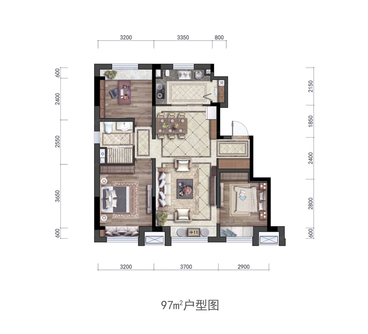 户型图:97平户型