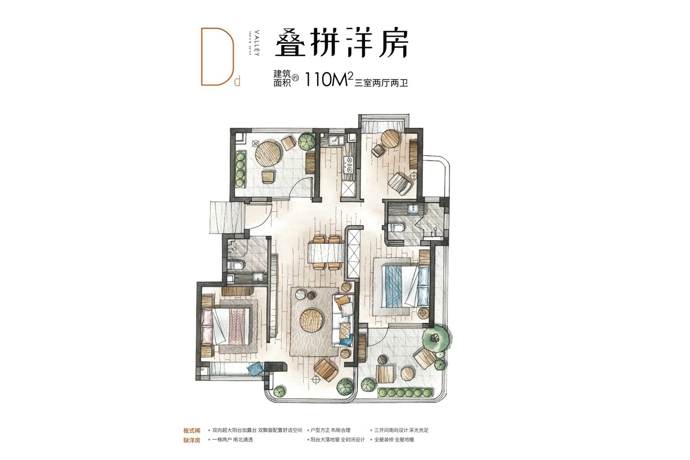 户型图:Dd叠拼洋房-110平