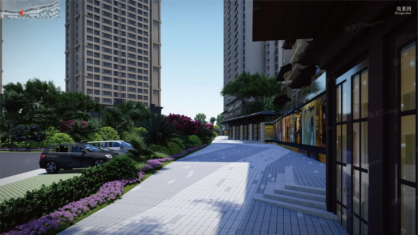 效果图:商业右侧道路