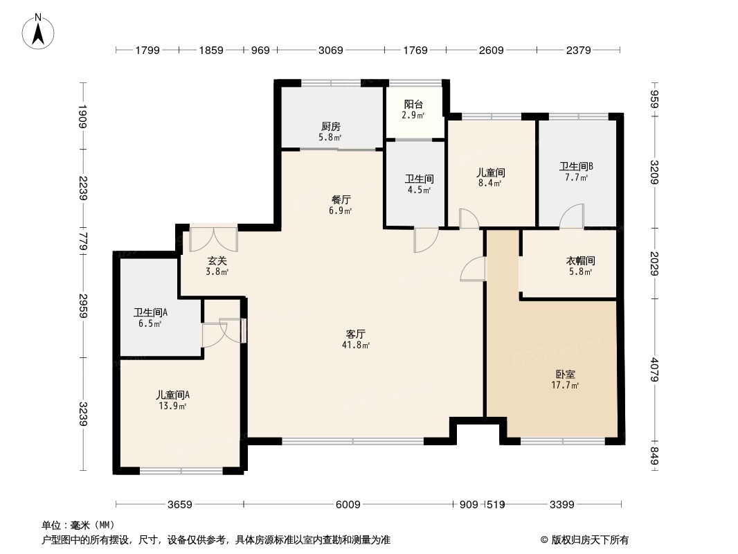 户型图:168平户型