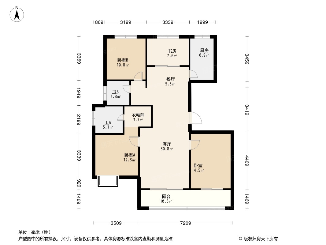 户型图:熙悦九里4居室户型图