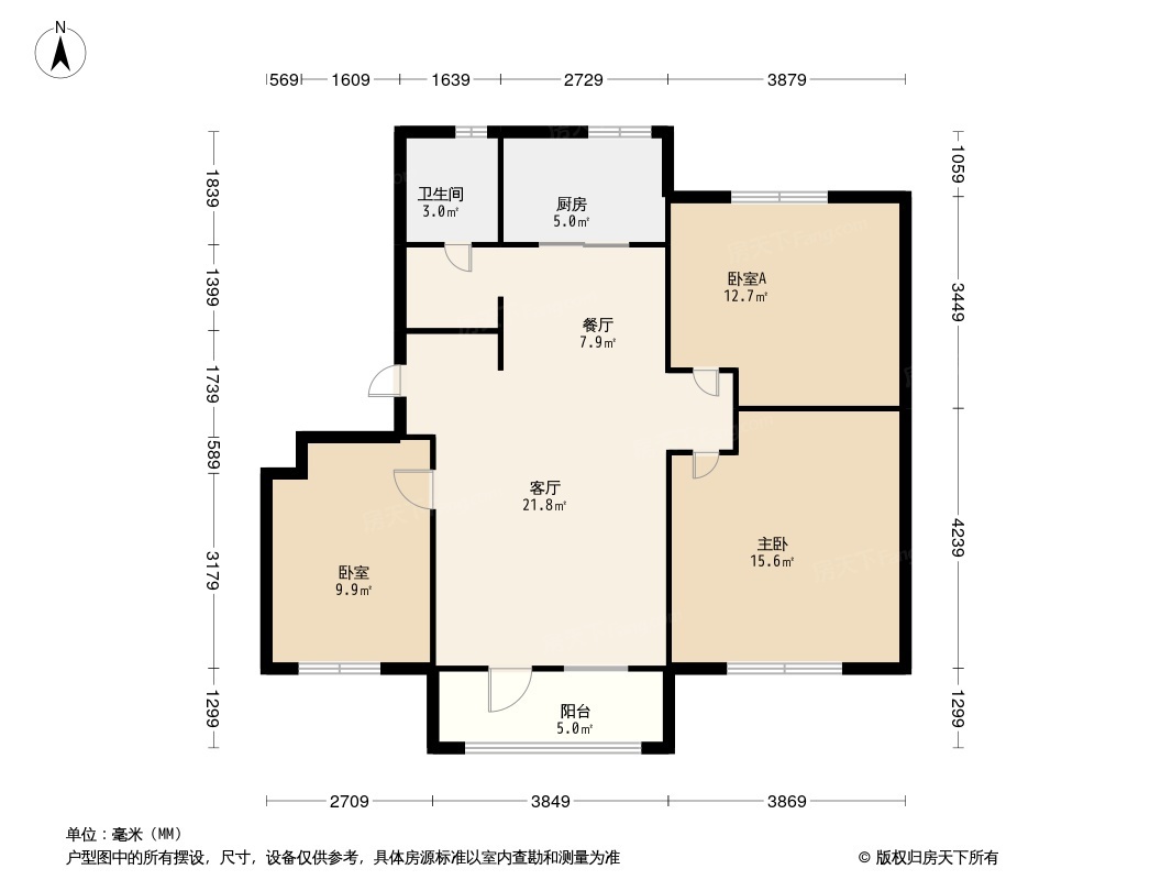 户型图:保利和府3居室户型图