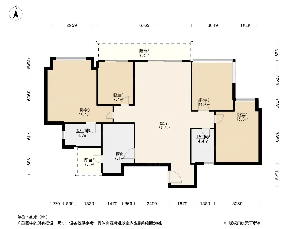 首开龙湖紫宸户型图