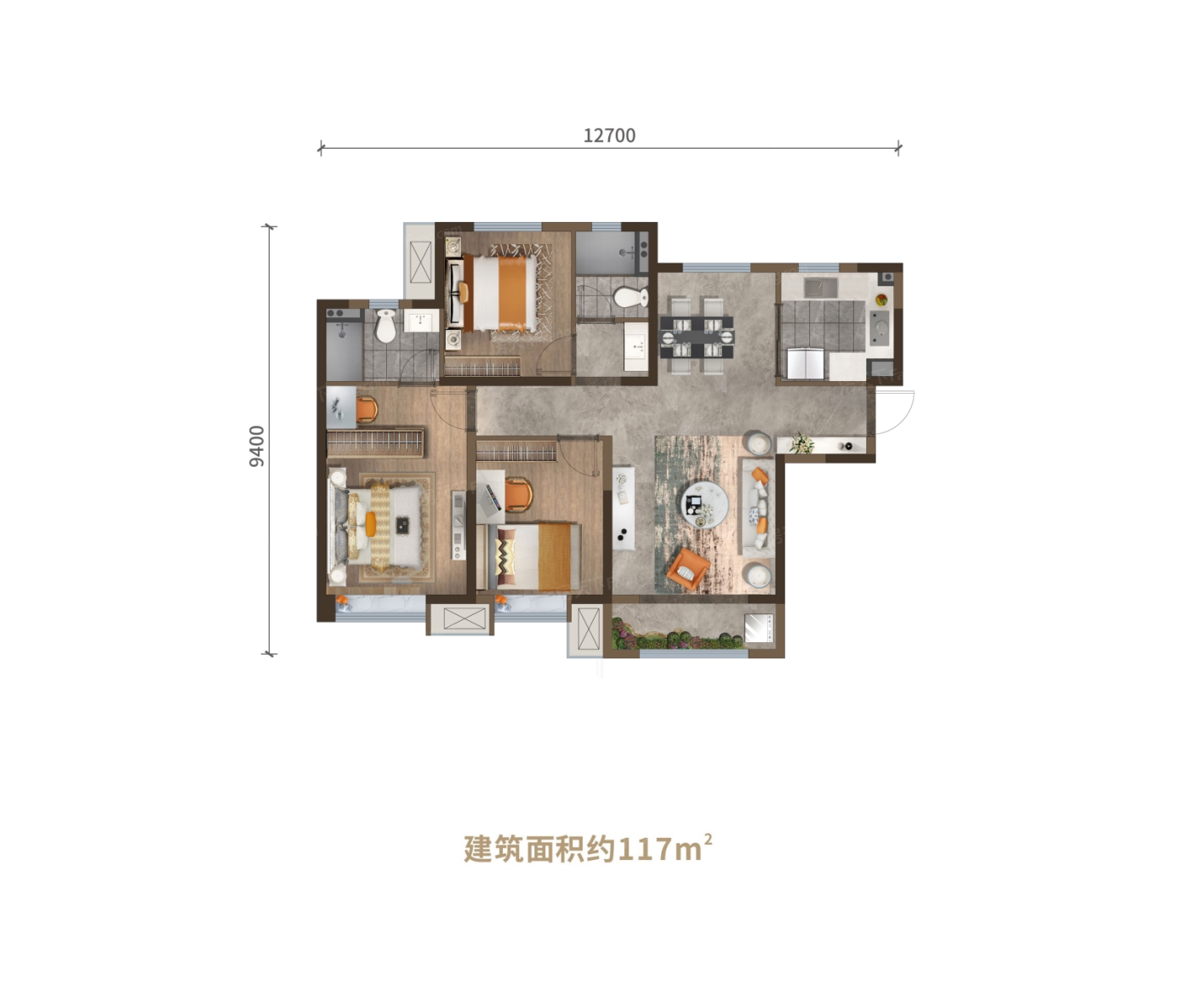 兰州万科城户型类别:3居,4居户型面积:108.00平方米-141.