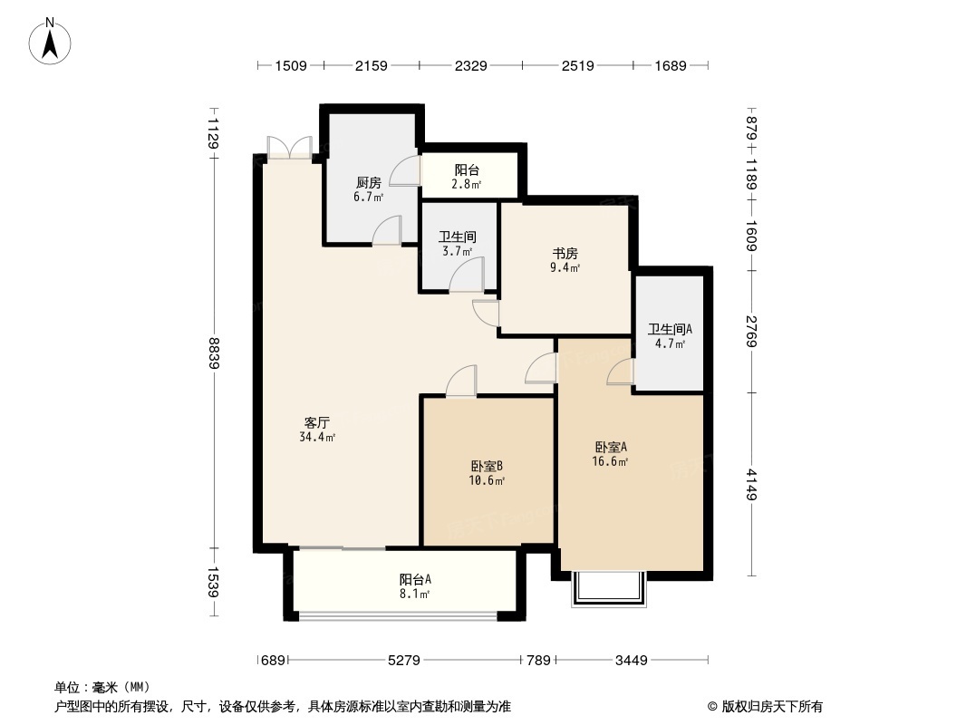 锦官天宸户型类别:3居,4居户型面积:110.00平方米-143.