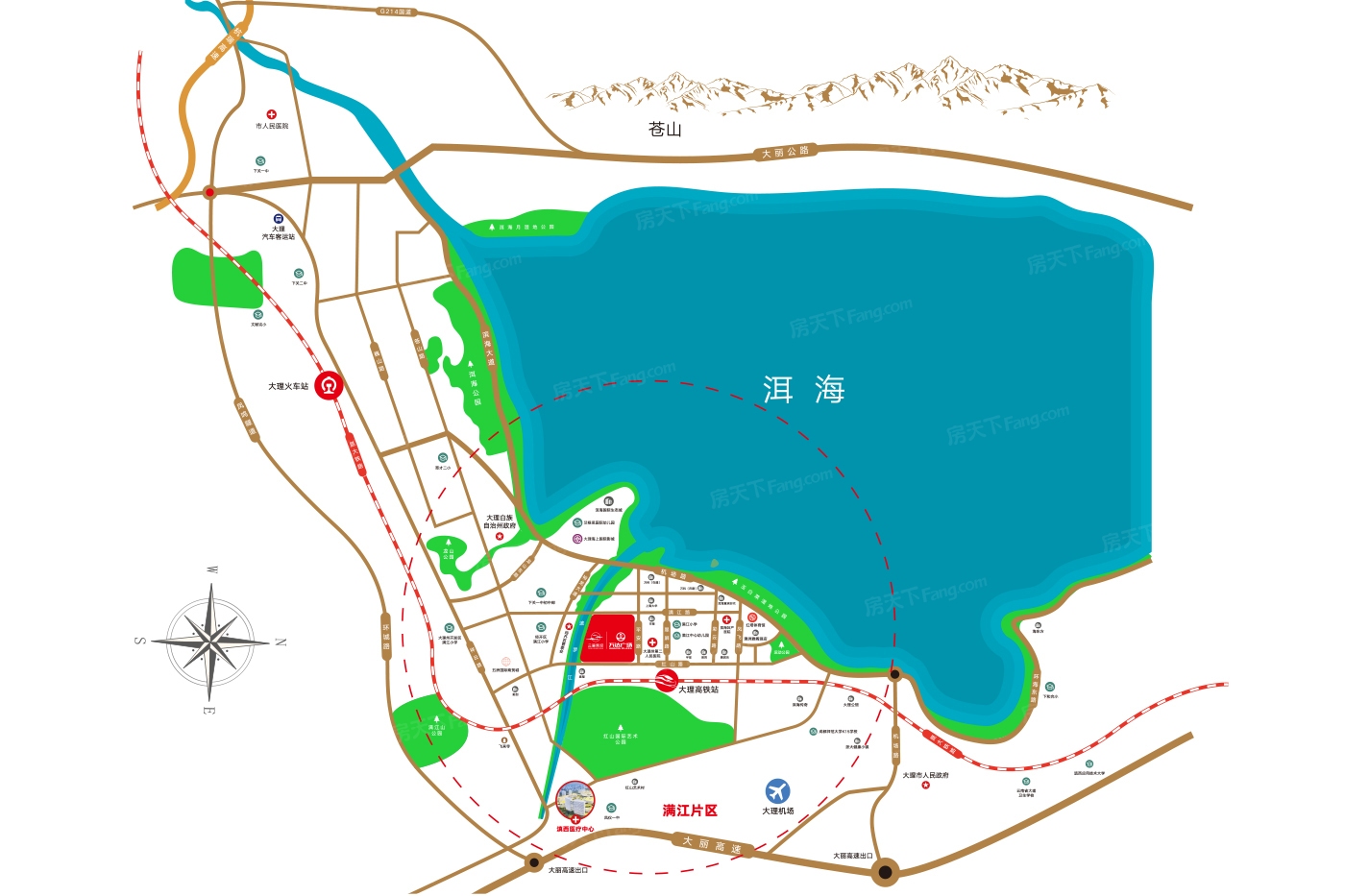 洱海站公交:13路,26路公交楼盘地址:满江片区满江路和平和交叉口(大理