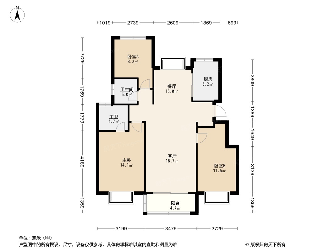 户型图:佳兆业弘阳云溪璟园3居室户型图