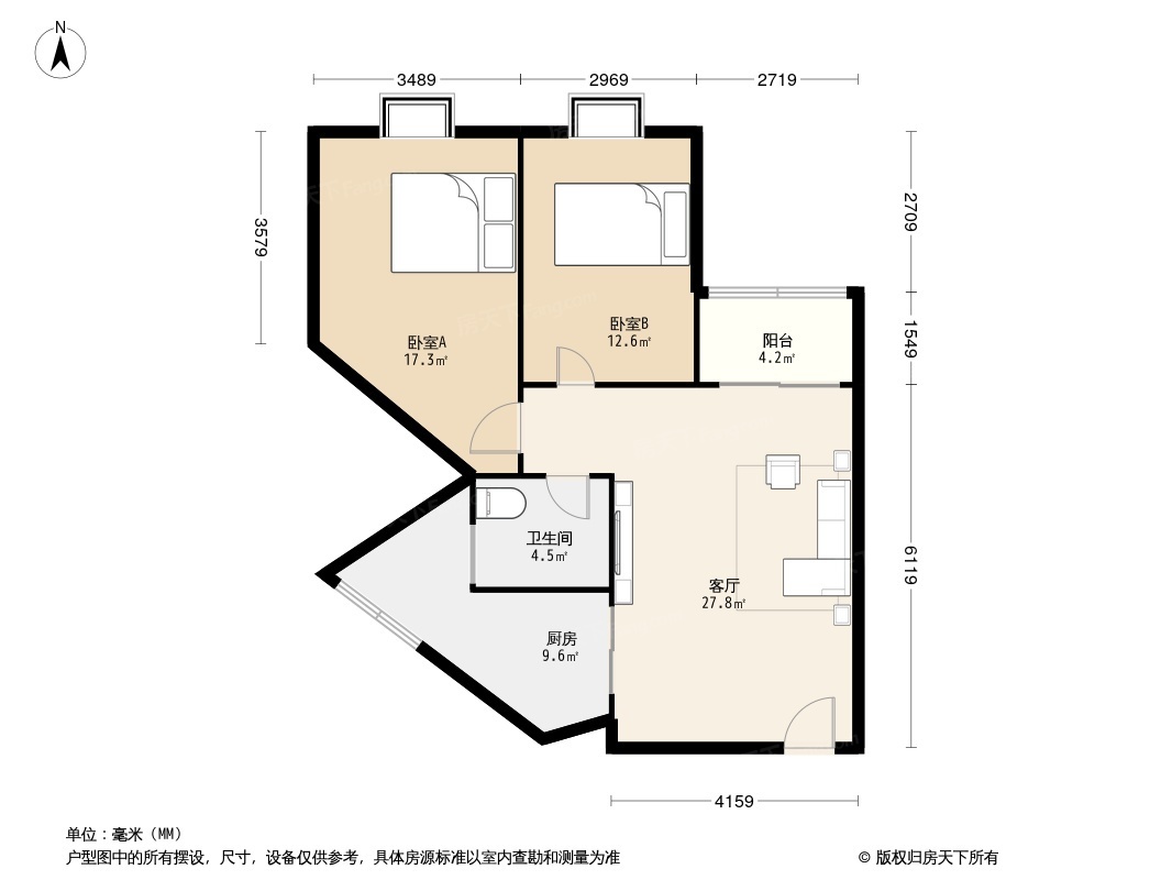 东方花园又一居户型图