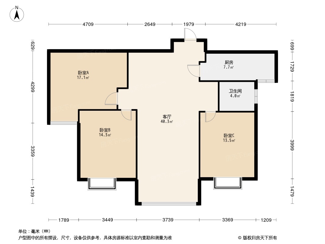 户型图:天朗·悦玺台3居室户型图