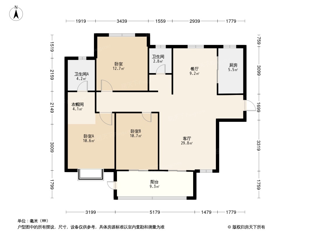 整体空间开阔,采光充足,居住舒适度好;  泰华·雅清苑户型类别:2居,3