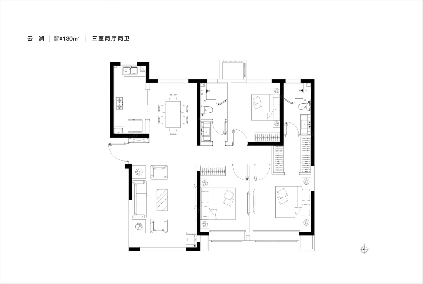 户型图:130平户型