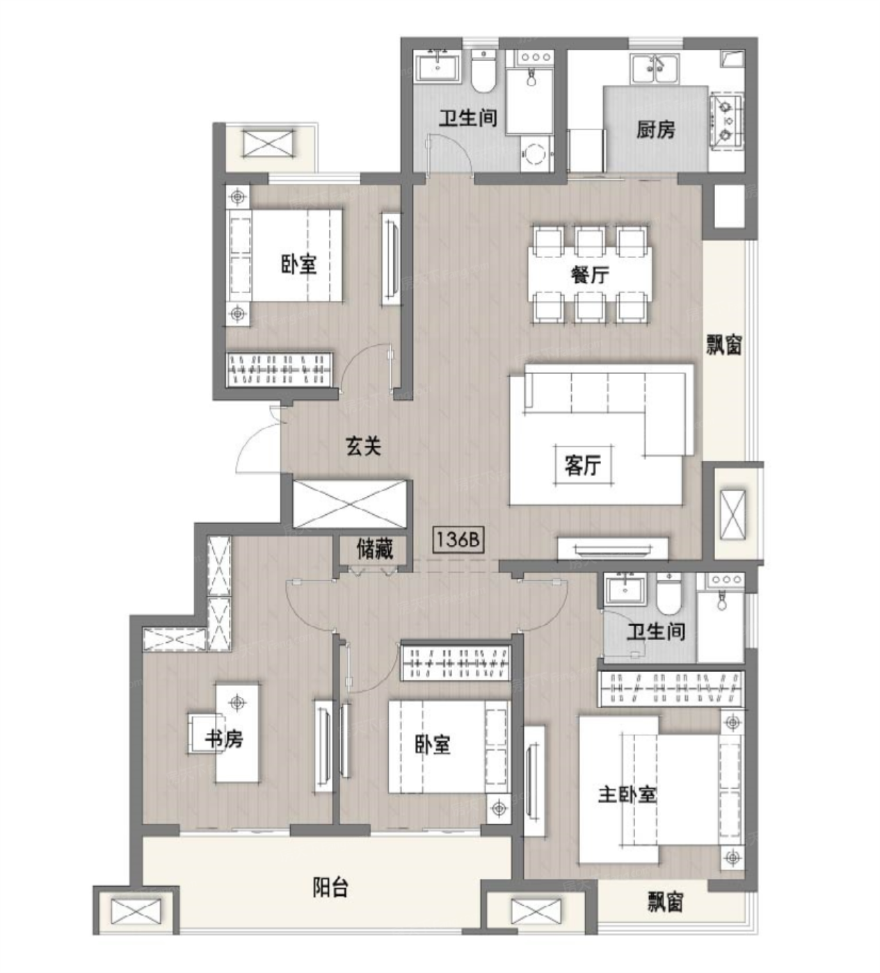 户型图:中瑞恒基·太湖澜湾136户型图