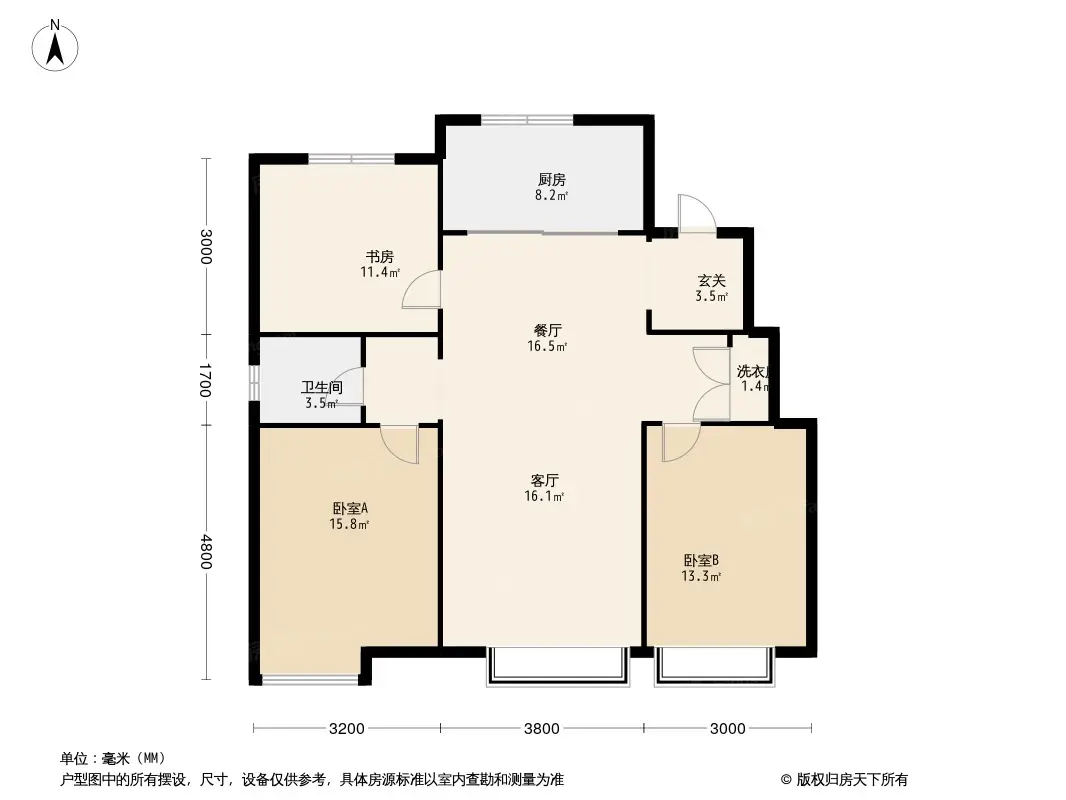 户型图:高层105㎡户型