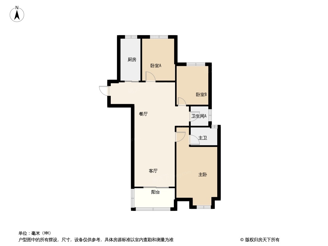 户型图:建面约129平户型