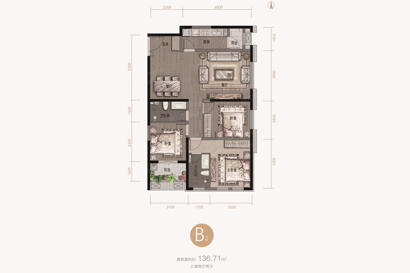 鸿赫·时代天际均价10000元/㎡ 主推约97-200㎡户型住宅型公寓