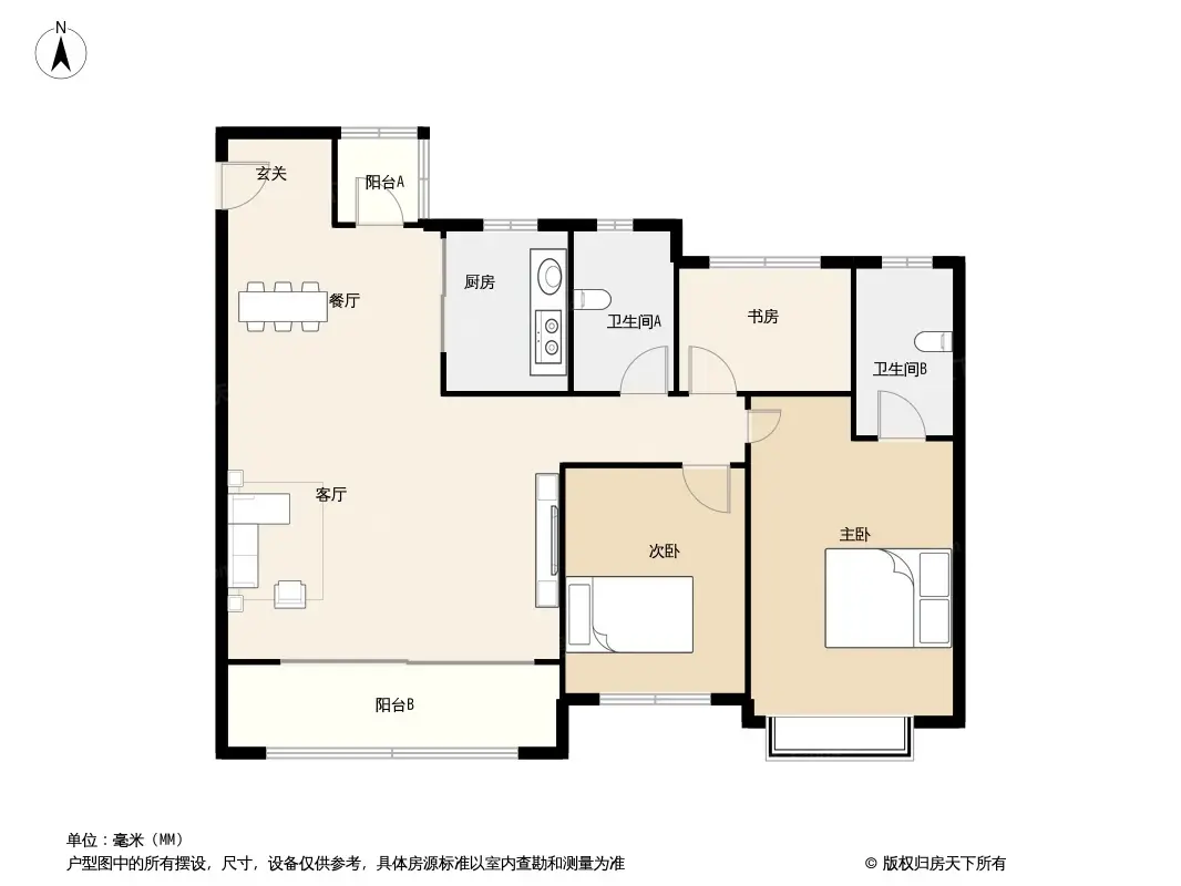 户型图:高层E户型