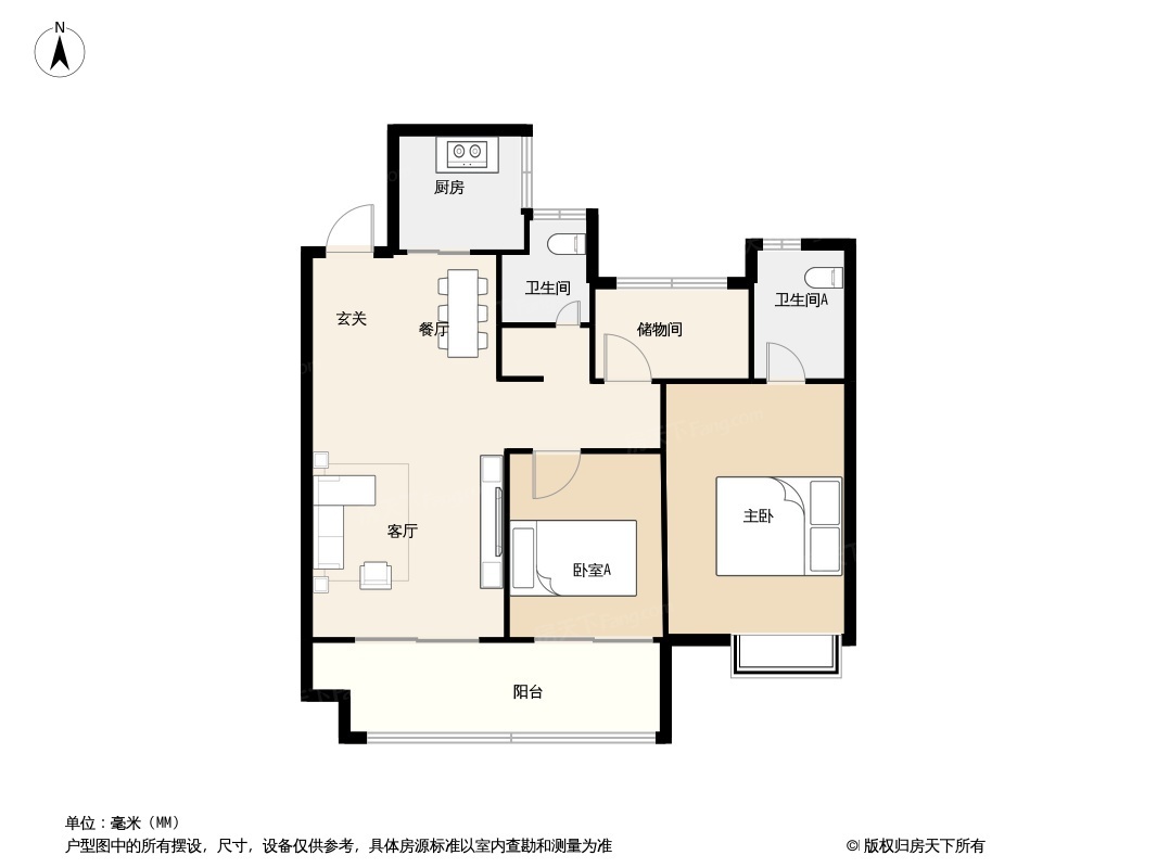 户型图:100㎡高层户型