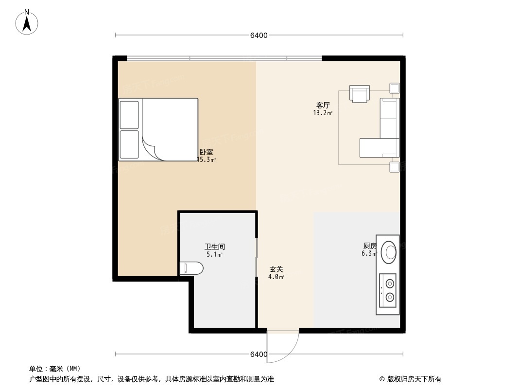 户型图:55平米公寓户型图