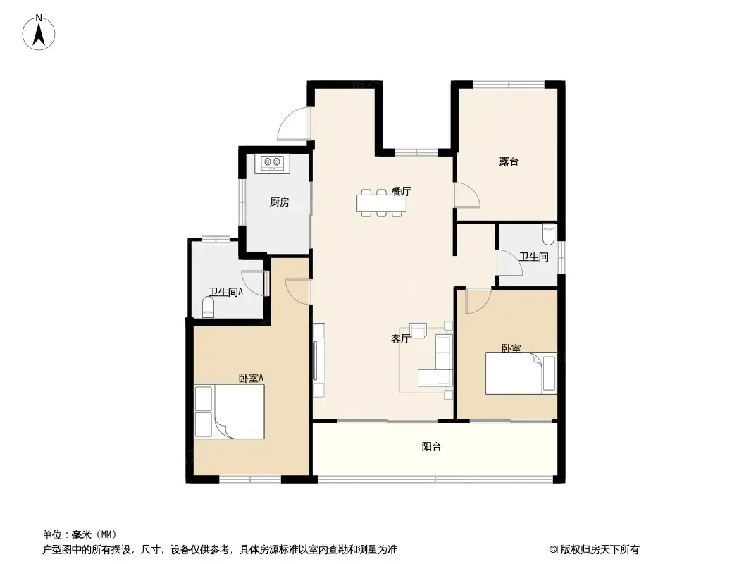 户型图:B户型100㎡