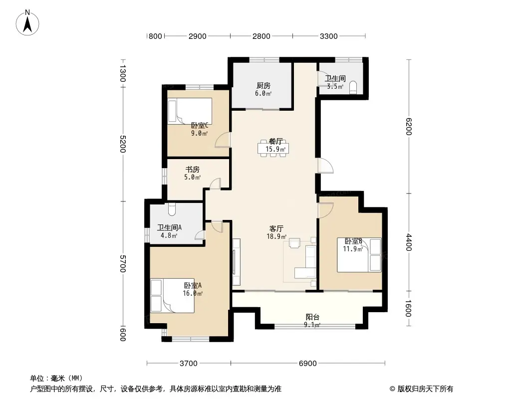 户型图:D户型116㎡