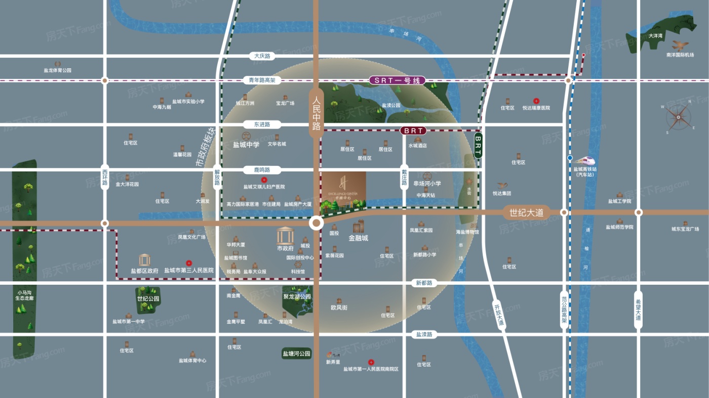 交通图:卓越中心地图