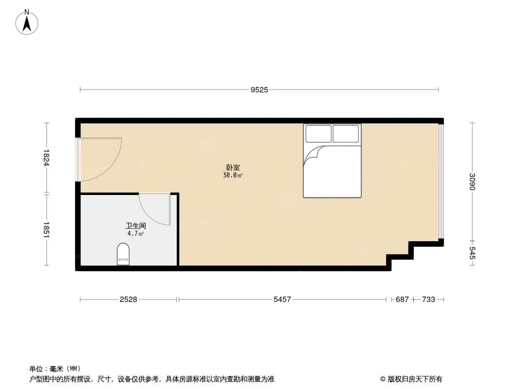 温江光华大道四川煤田光华之心50平方米 1室1厅1卫