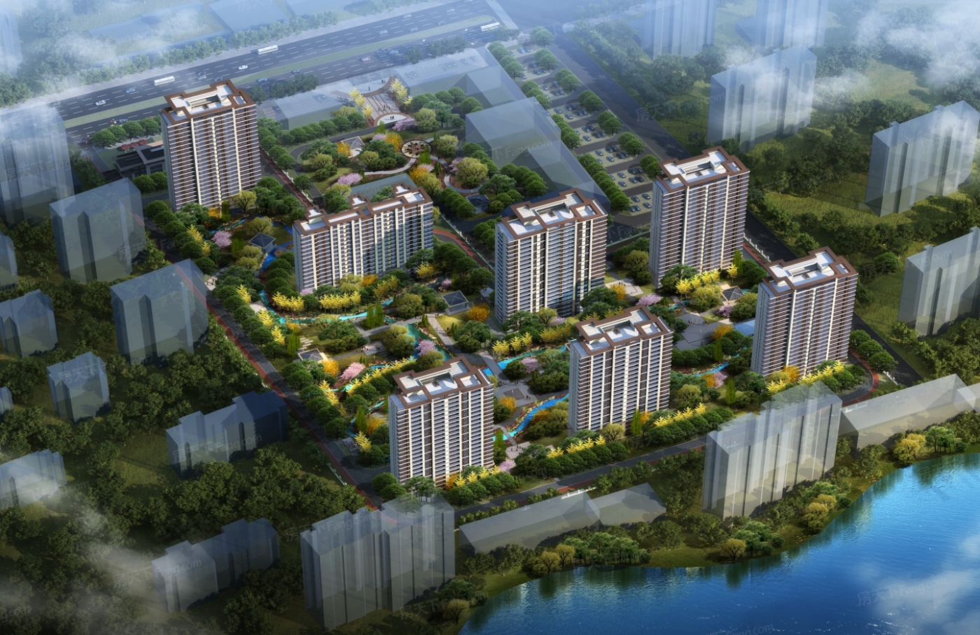 效果图:鸟瞰图日景