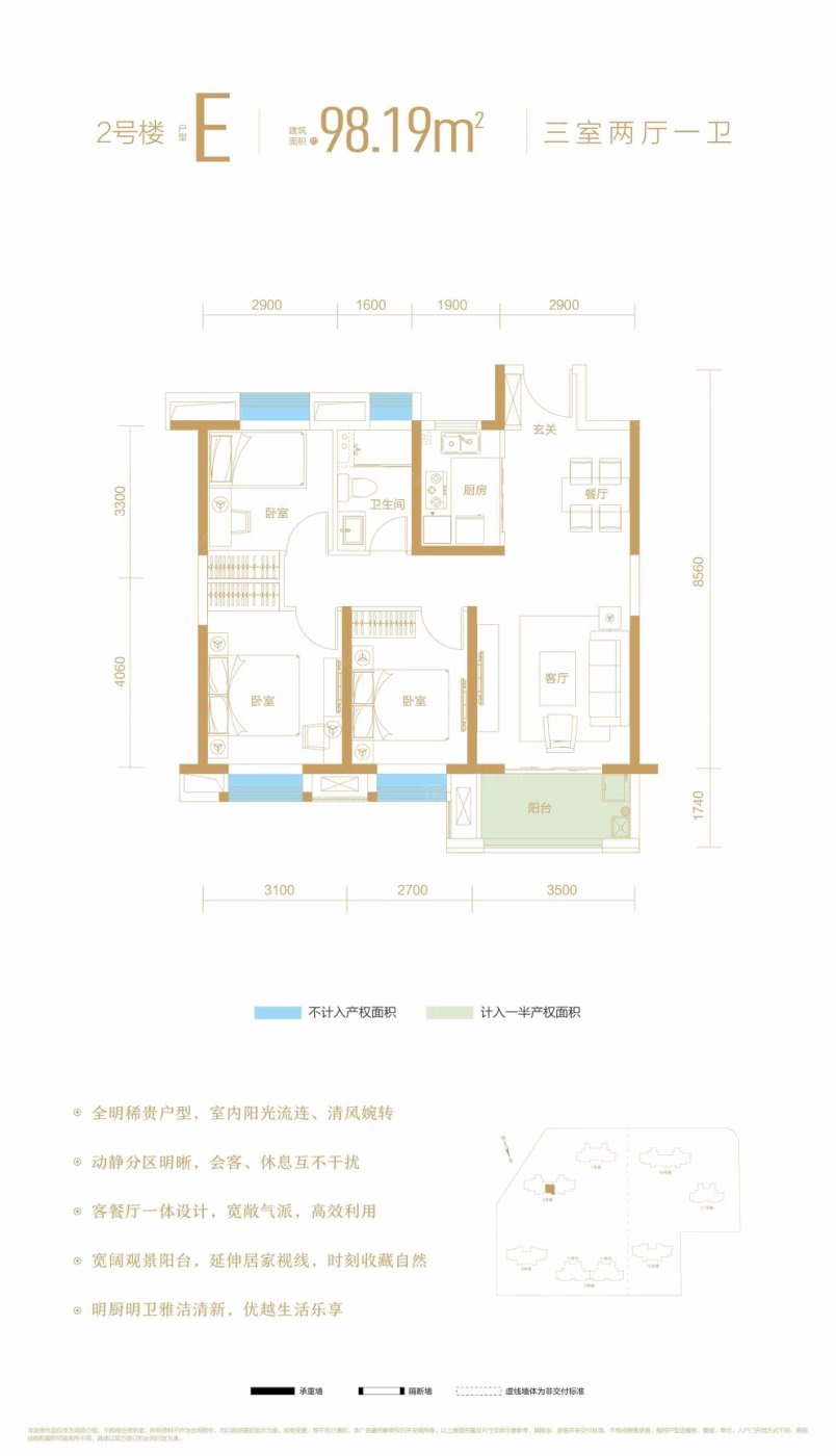 户型图:2号楼E户型