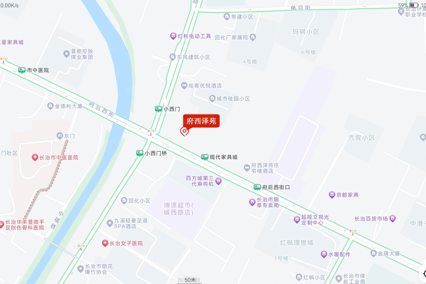 交通图:府西泽苑 电子地图