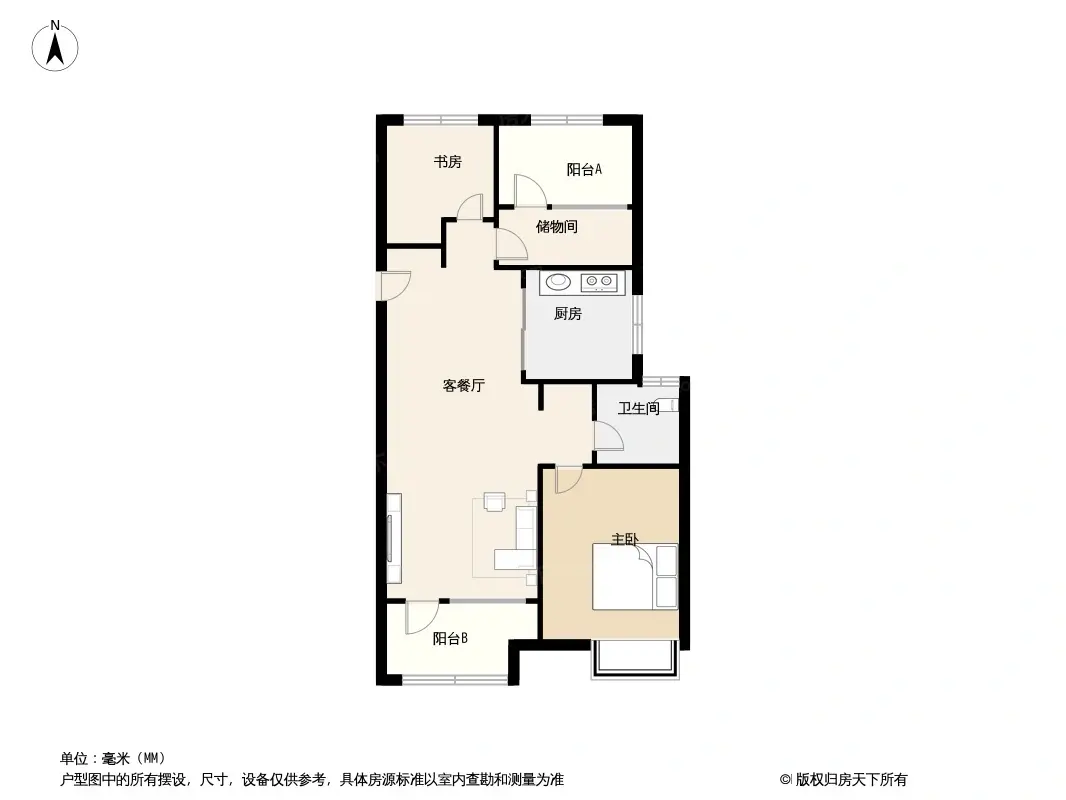 户型图:3室2厅1卫89㎡A1户型