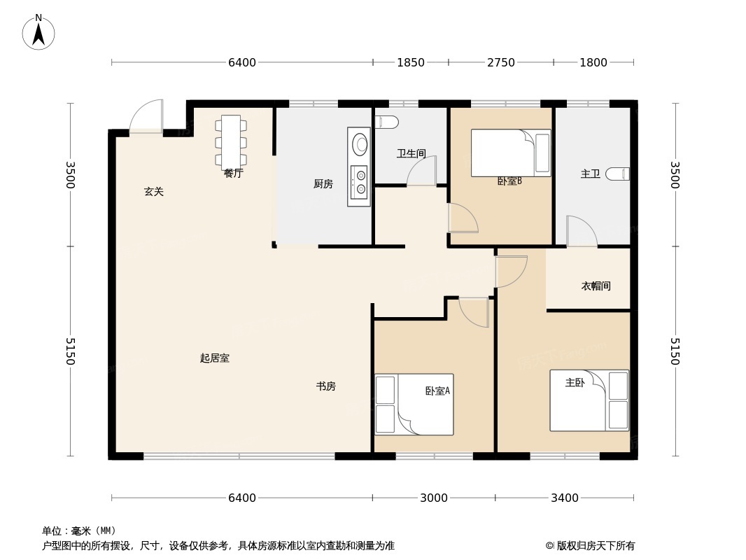 户型图:高层130平户型