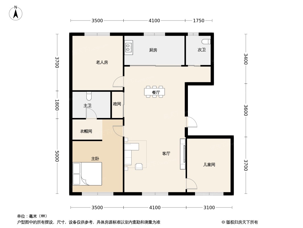 户型图:2期112平标准层户型图