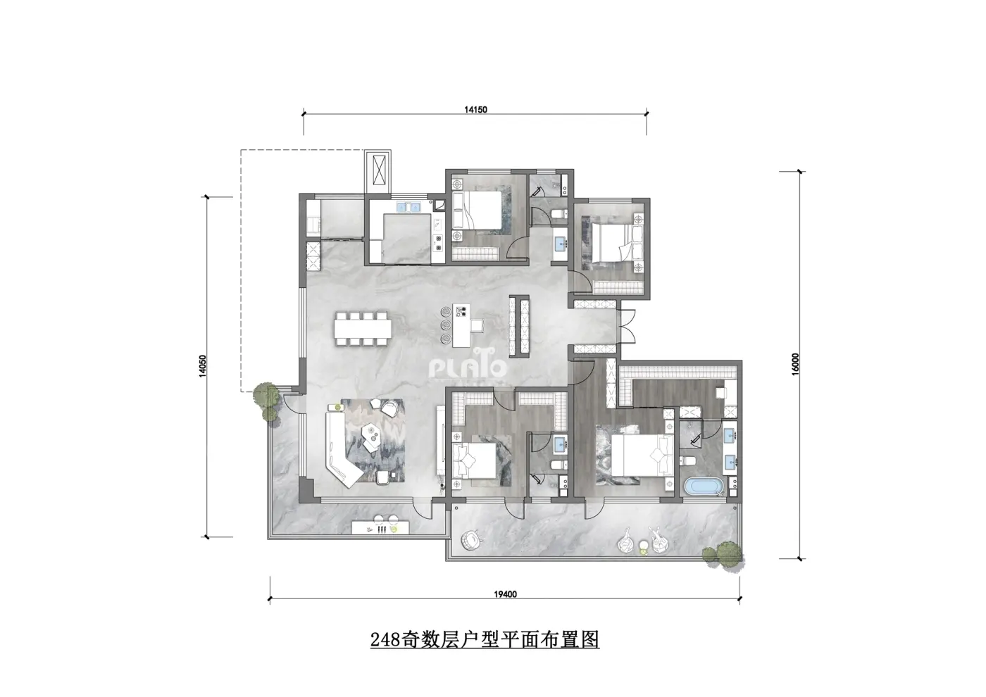 户型图:248㎡户型（奇数层）