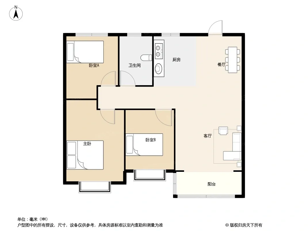 合租:次卧滨湖新区滨湖中天·昱湖壹号 3室2厅 108㎡ 4