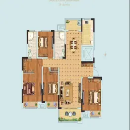 建业春天里户型图334室2厅2卫1厨 建面165㎡