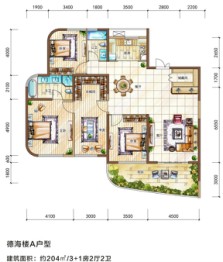 金都海尚国际4室2厅1厨2卫建面204.00㎡