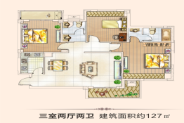 东城布鲁斯3室2厅1厨2卫建面127.00㎡