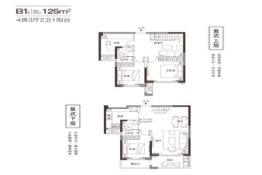 华润中央公园4室3厅1厨2卫建面125.00㎡