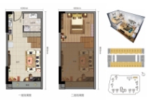 中国通号·天聚广场公寓A户型建面约50㎡